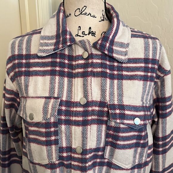 Joie Plaid Snap Button Shacket Contemporary Casual Comfy Feminine Boho - Picture 4 of 9